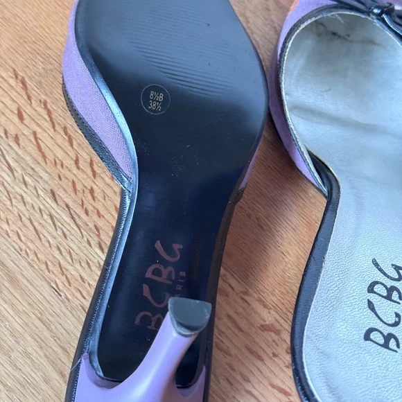 BCBG PARIS HIGH HEEL SHOES SLIP ON PUMP SIZE 8 1/2  Purple WITH FLOWERS‎ - Picture 5 of 6